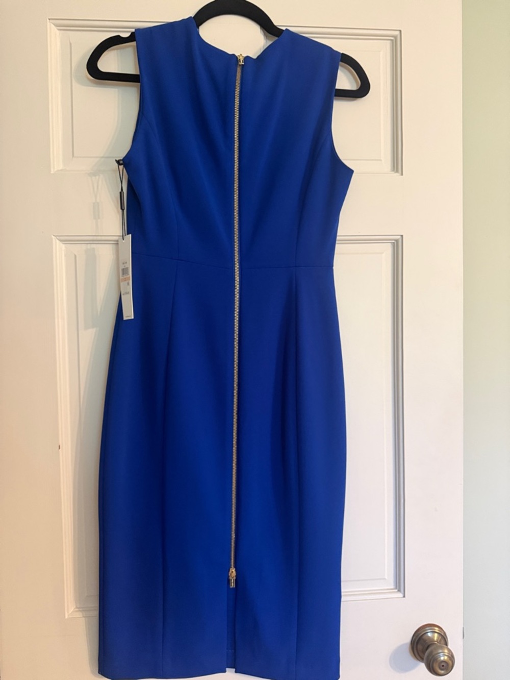 Calvin Klein Cobalt Blue Sleeveless Sheath Dress with Gold Buttons - Picture 4 of 4